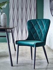 Barker and Stonehouse Green Burnaby Velvet Buttoned Dining Chair - Image 1 of 6