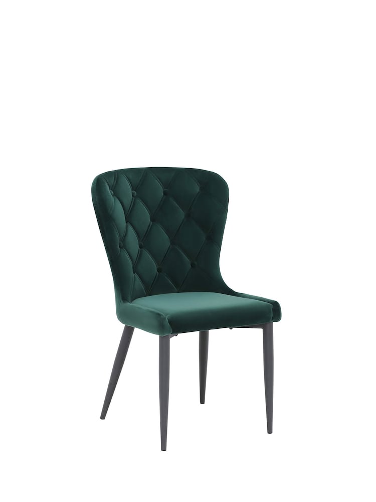 Barker and Stonehouse Green Burnaby Velvet Buttoned Dining Chair - Image 2 of 6