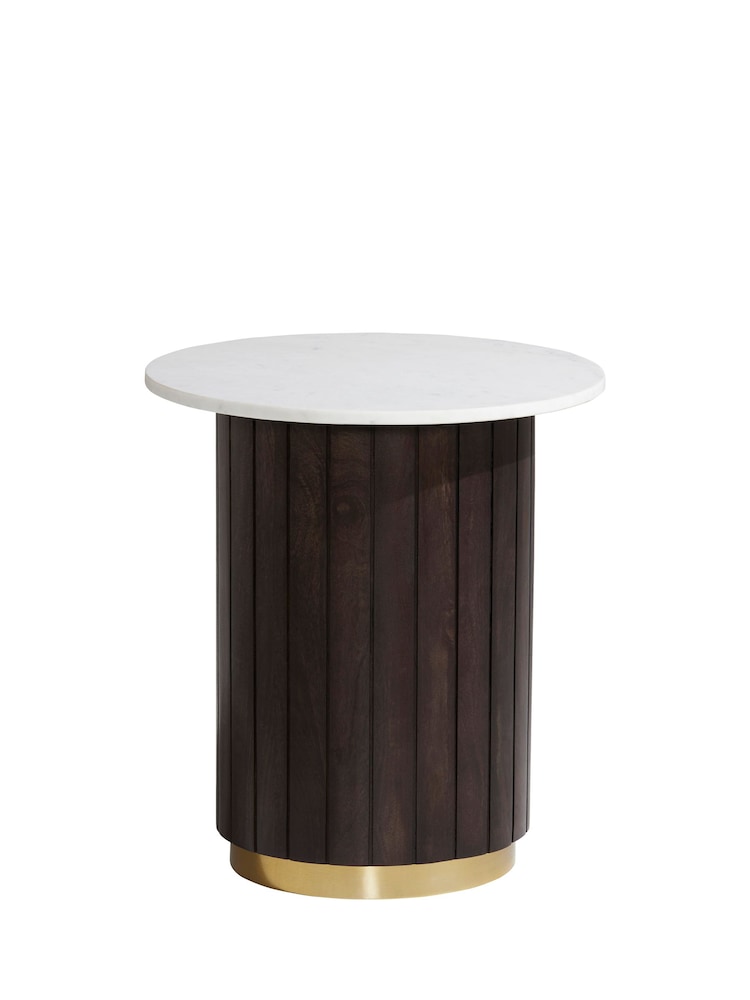 Barker and Stonehouse Dark Brown Calliope Marble 50cm End Table - Image 2 of 5