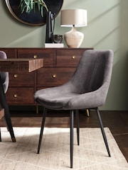 Barker and Stonehouse Grey Emmett Corduroy Fabric Dining Chair - Image 1 of 6