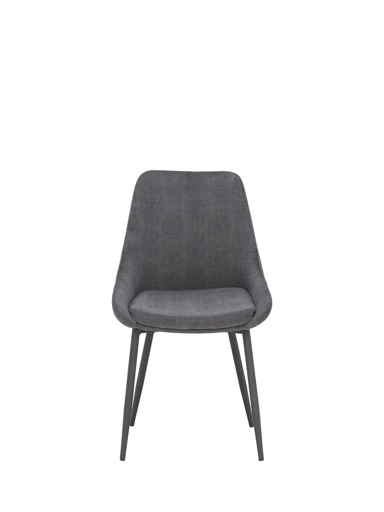 Barker and Stonehouse Grey Emmett Corduroy Fabric Dining Chair - Image 2 of 6
