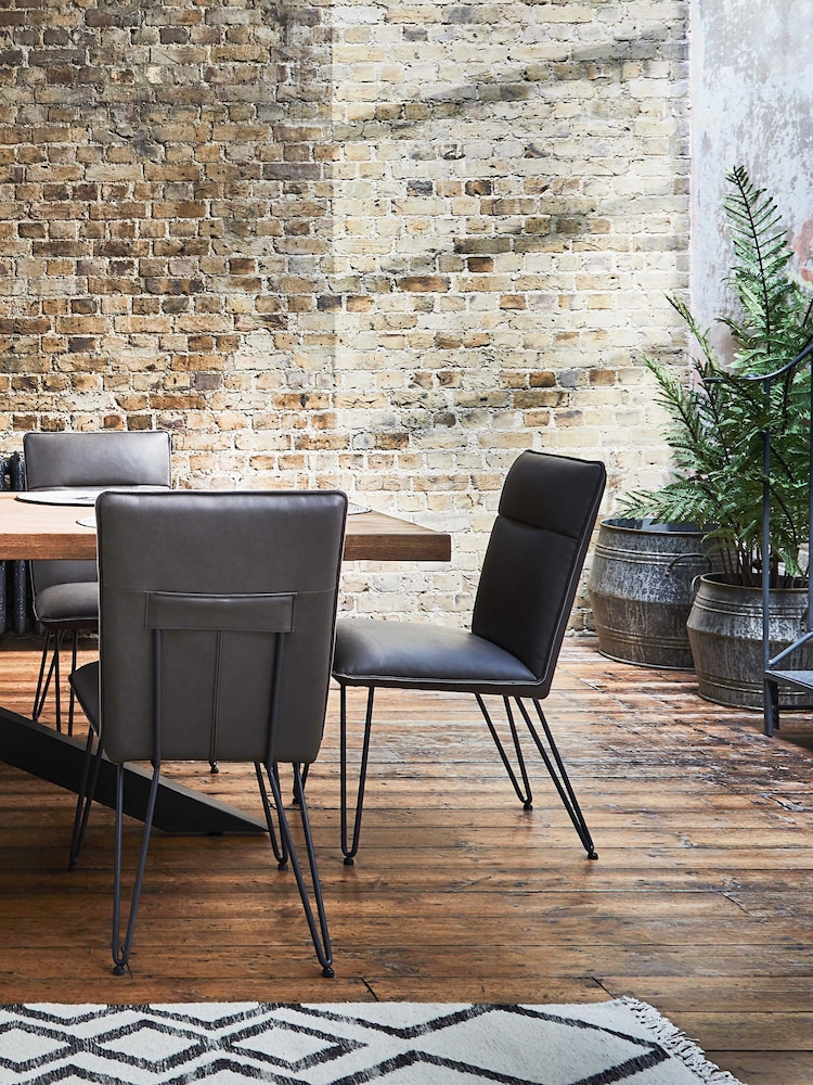 Barker and Stonehouse Anthracite Grey Bron Faux Leather Dining Chair - Image 1 of 5