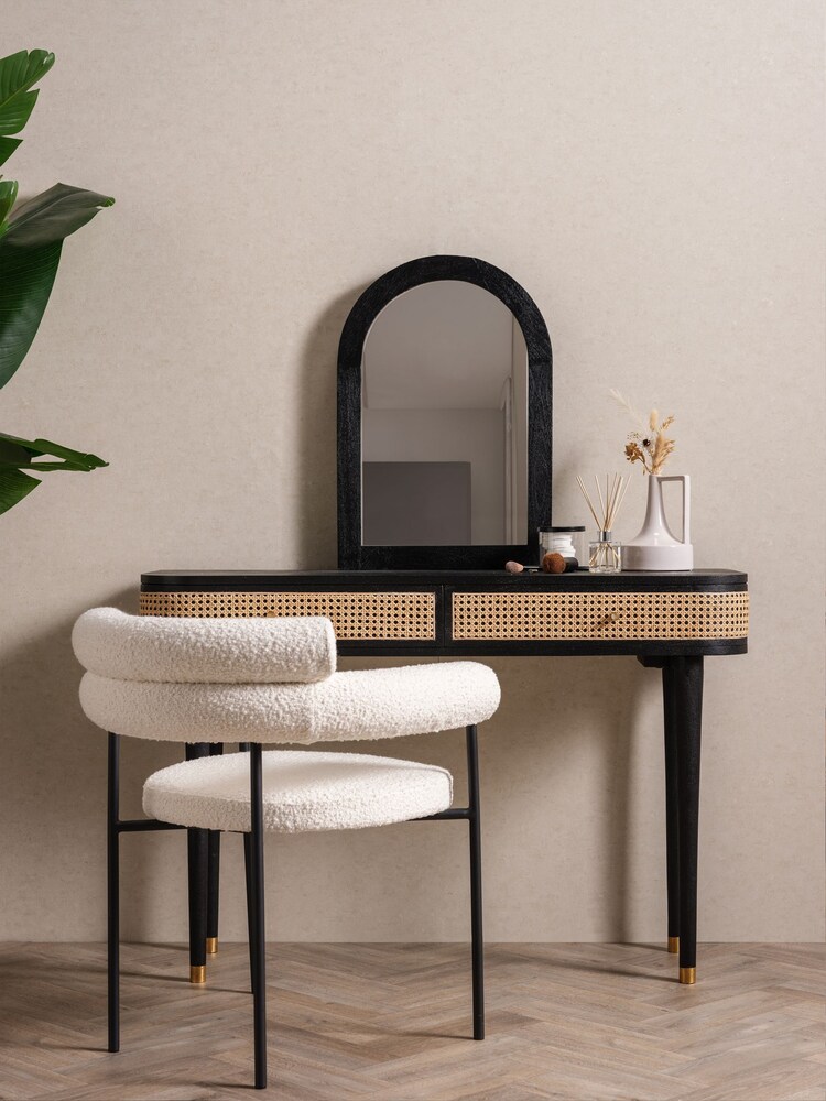 Barker and Stonehouse Sandblasted Black Nyx Dressing Table With 2 Drawers And Mirror - Image 1 of 6