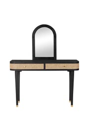 Barker and Stonehouse Sandblasted Black Nyx Dressing Table With 2 Drawers And Mirror - Image 2 of 6