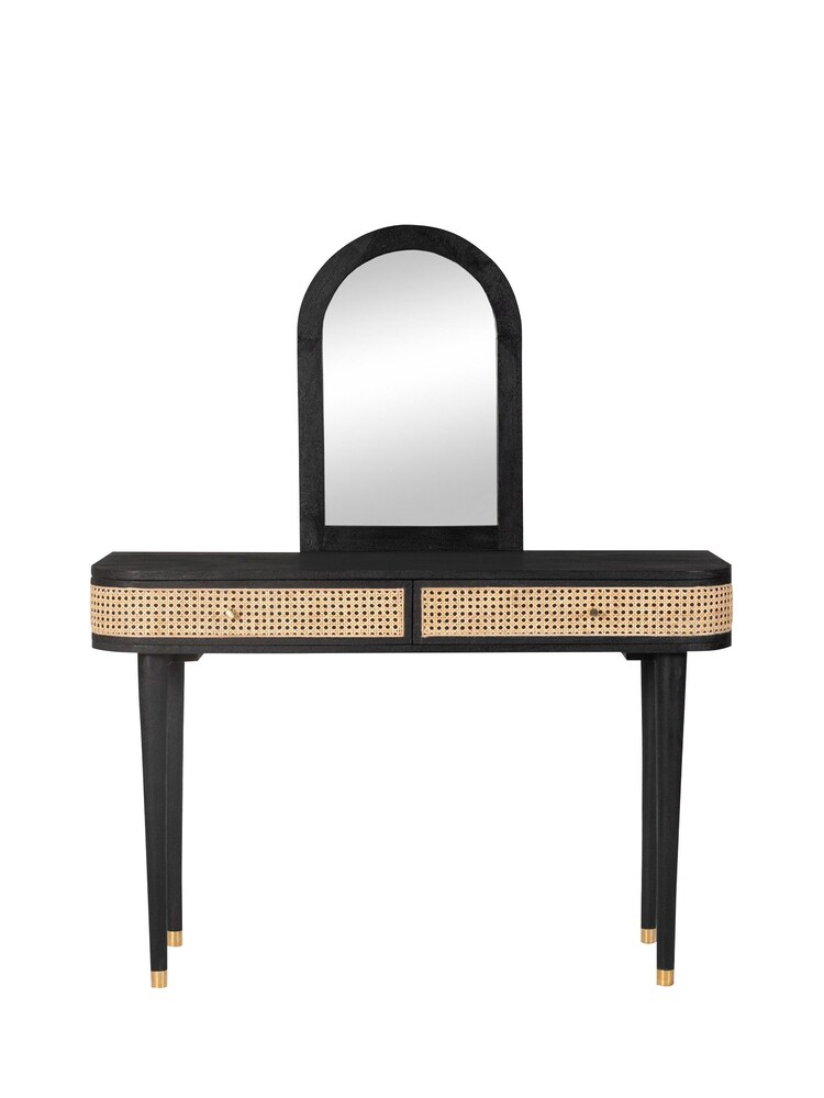Barker and Stonehouse Sandblasted Black Nyx Dressing Table With 2 Drawers And Mirror - Image 2 of 6