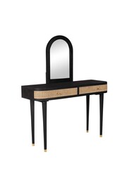 Barker and Stonehouse Sandblasted Black Nyx Dressing Table With 2 Drawers And Mirror - Image 3 of 6