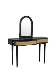 Barker and Stonehouse Sandblasted Black Nyx Dressing Table With 2 Drawers And Mirror - Image 4 of 6