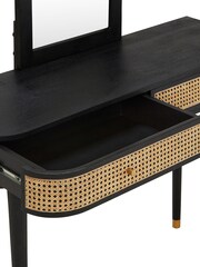 Barker and Stonehouse Sandblasted Black Nyx Dressing Table With 2 Drawers And Mirror - Image 6 of 6