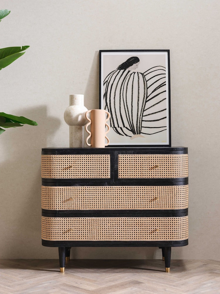 Barker and Stonehouse Sandblasted Black Nyx Rattan Chest Of Drawers - Image 1 of 6