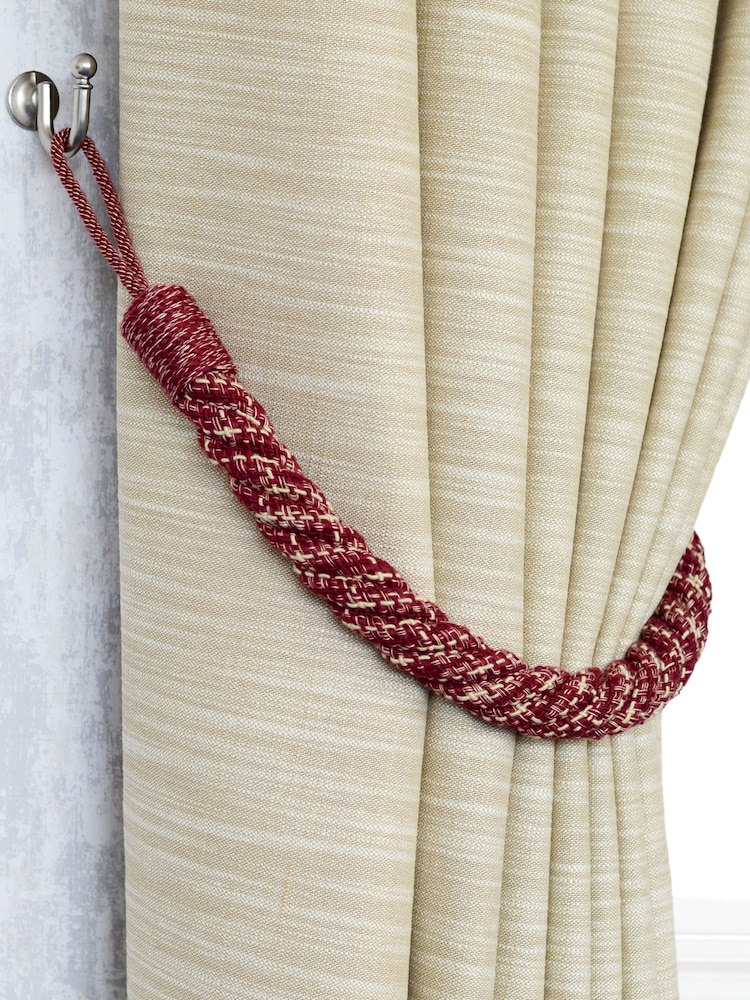 Laura Ashley Cranberry Red Set of Two Felton Rope Tie Backs - Image 1 of 3