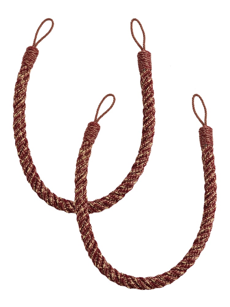 Laura Ashley Cranberry Red Set of Two Felton Rope Tie Backs - Image 3 of 3