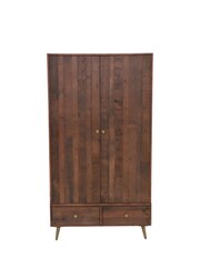 Barker and Stonehouse Brown Modi Reclaimed Wood Double 2 Drawer Wardrobe - Image 2 of 6