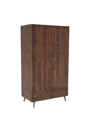 Barker and Stonehouse Brown Modi Reclaimed Wood Double 2 Drawer Wardrobe - Image 3 of 6