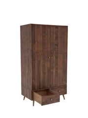 Barker and Stonehouse Brown Modi Reclaimed Wood Double 2 Drawer Wardrobe - Image 4 of 6