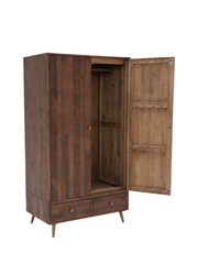 Barker and Stonehouse Brown Modi Reclaimed Wood Double 2 Drawer Wardrobe - Image 5 of 6