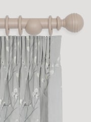 Laura Ashley Truffle Ribbed Ball 35mm Wood Curtain 360cm Pole - Image 1 of 4