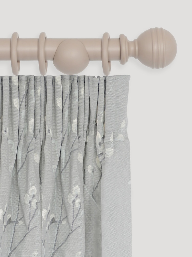 Laura Ashley Truffle Ribbed Ball 35mm Wood Curtain 360cm Pole - Image 1 of 4