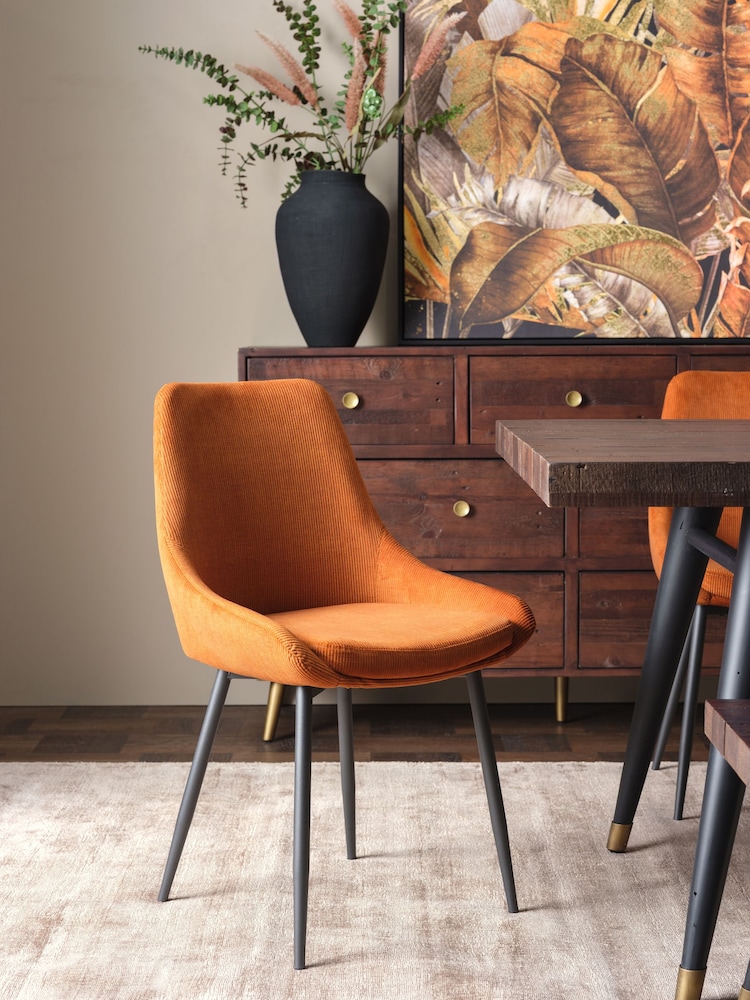 Barker and Stonehouse Orange Emmett Corduroy Fabric Dining Chair - Image 1 of 6