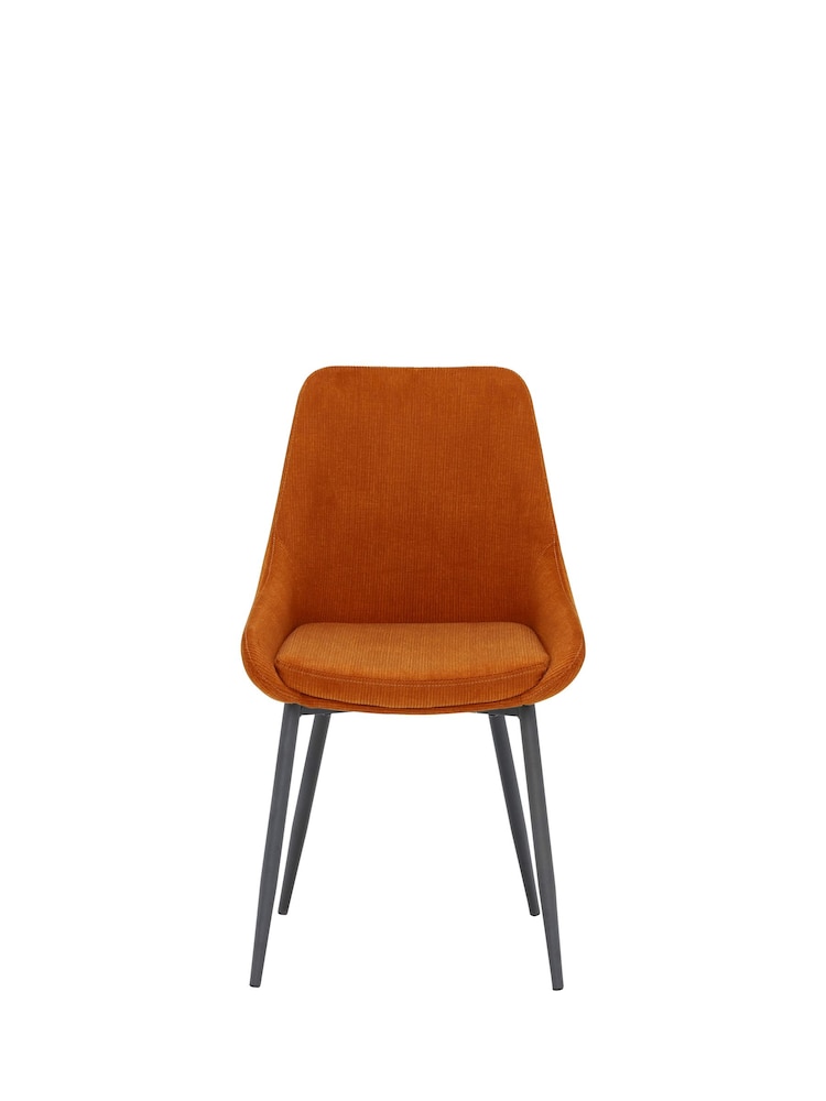 Barker and Stonehouse Orange Emmett Corduroy Fabric Dining Chair - Image 2 of 6
