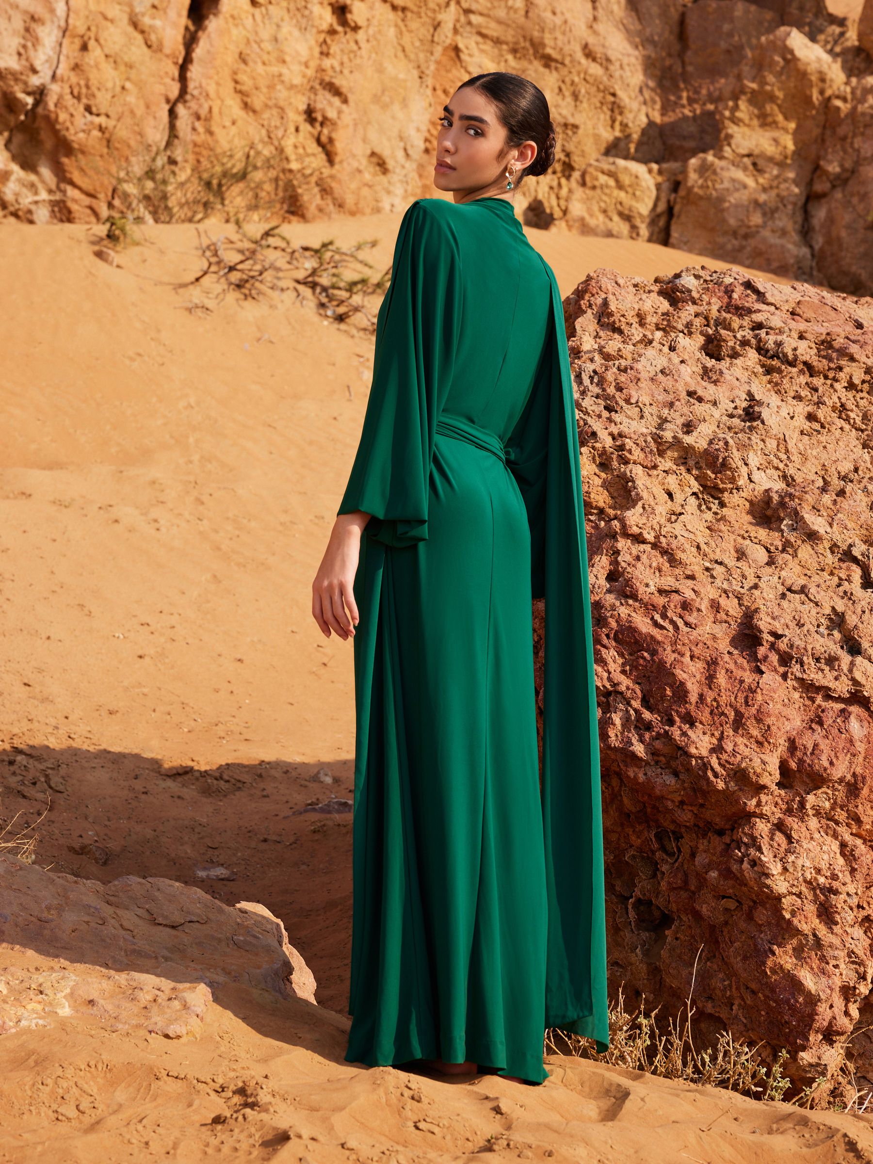 Buy Forest Green Long Sleeve Scarf Maxi Dress from Next Luxembourg