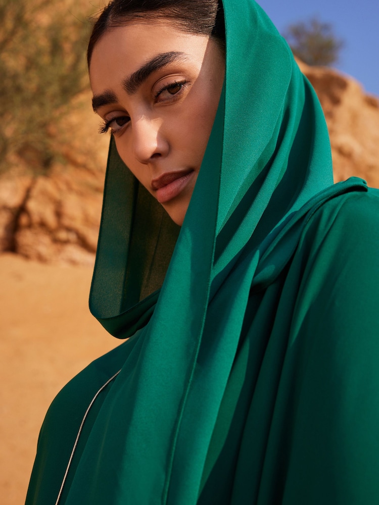 Forest Green Long Sleeve Scarf Maxi Dress - Image 4 of 6