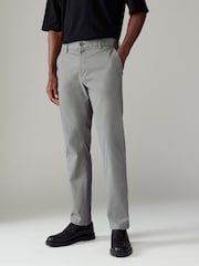 Grey Slim Fit Stretch Printed Soft Touch Chino Trousers - Image 1 of 10