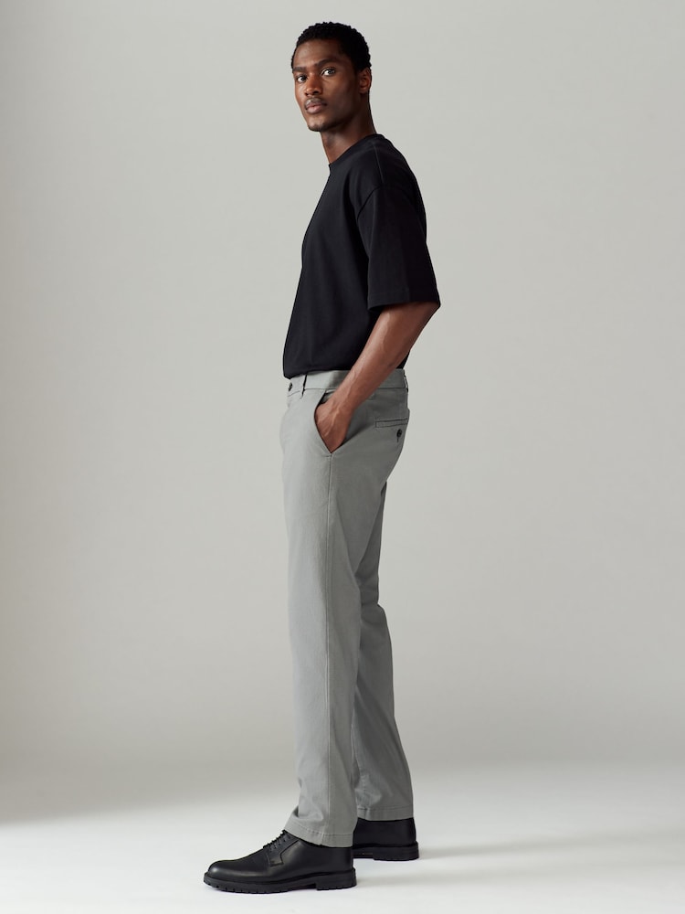 Grey Slim Fit Stretch Printed Soft Touch Chino Trousers - Image 2 of 10