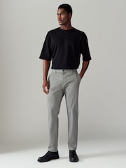 Grey Slim Fit Stretch Printed Soft Touch Chino Trousers - Image 3 of 10