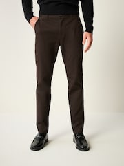 Brown Slim Fit Stretch Printed Soft Touch Chino Trousers - Image 1 of 8