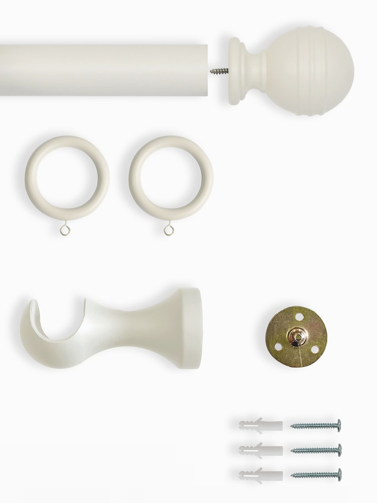 Laura Ashley Soft Natural Ribbed Ball Curtain Pole - Image 4 of 4