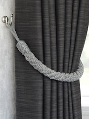 Laura Ashley Steel Grey Set of Two Felton Rope Tie Backs - Image 1 of 3