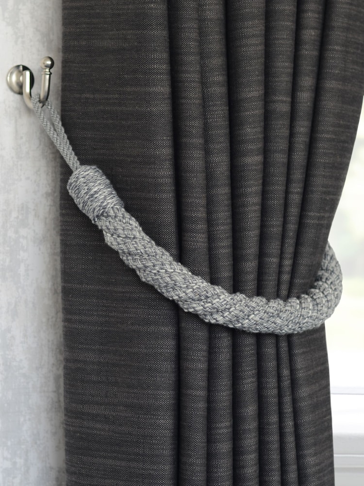 Laura Ashley Steel Grey Set of Two Felton Rope Tie Backs - Image 1 of 3