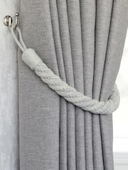 Laura Ashley Pale Steel Grey Set of Two Felton Rope Tie Backs - Image 1 of 3