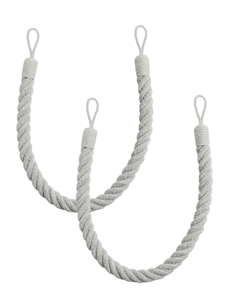 Laura Ashley Pale Steel Grey Set of Two Felton Rope Tie Backs - Image 3 of 3