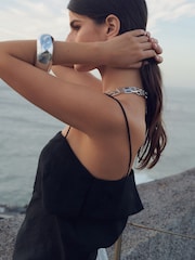 Черный - Двухслойный топ на бретелях - Изображение 4 из 6