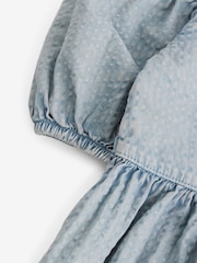 Blue Textured 100% Cotton Dress (3-16yrs) - Image 5 of 5
