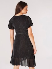 Apricot Black Angel Sleeve Wrap Sparkle Dress - Image 3 of 4