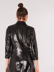 Apricot Black Sequin Blazer Dress - Image 2 of 4