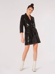 Apricot Black Sequin Blazer Dress - Image 3 of 4