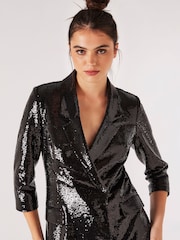 Apricot Black Sequin Blazer Dress - Image 4 of 4