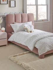 Soft Velvet Blush Pink Kids Bubble Upholstered Bed - Image 1 of 7