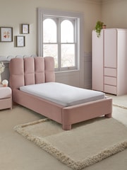 Soft Velvet Blush Pink Kids Bubble Upholstered Bed - Image 2 of 7