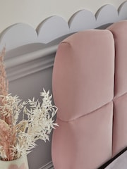 Soft Velvet Blush Pink Kids Bubble Upholstered Bed - Image 3 of 7