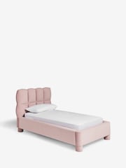 Soft Velvet Blush Pink Kids Bubble Upholstered Bed - Image 6 of 7