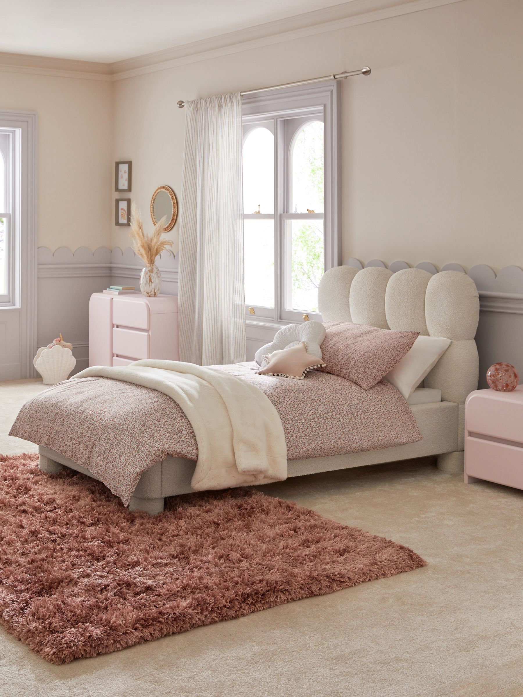 Casual Boucle Natural Oyster Kids Bubble Upholstered Bed