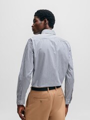 BOSS Blue Casual Fit Button-Down Shirt In Striped Cotton Twill - Image 2 of 6