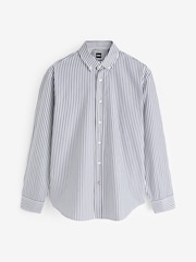 BOSS Blue Casual Fit Button-Down Shirt In Striped Cotton Twill - Image 6 of 6