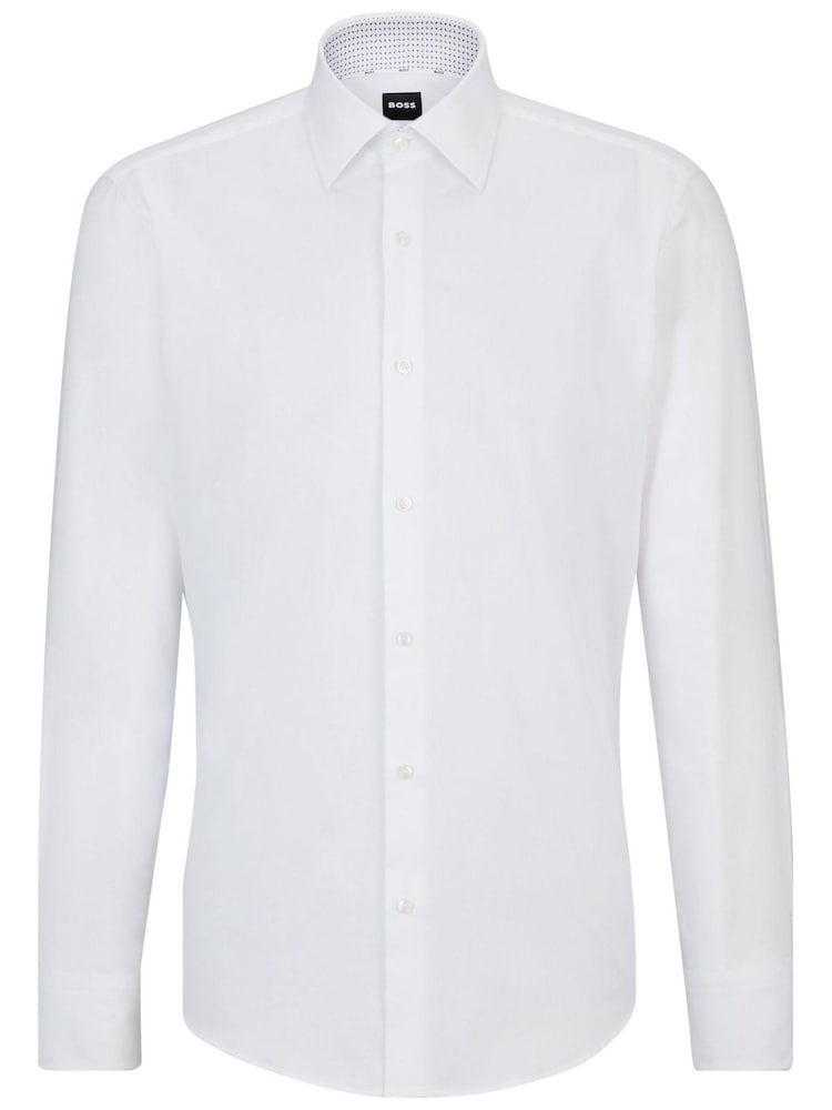 BOSS White Regular-Fit Shirt in Easy-Iron Oxford Stretch Cotton - Image 4 of 4