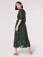 Apricot Green Sequin Lines Kimono Midi Dress - Image 2 of 4