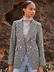 Apricot Black Dogtooth Asym Blazer - Image 1 of 6